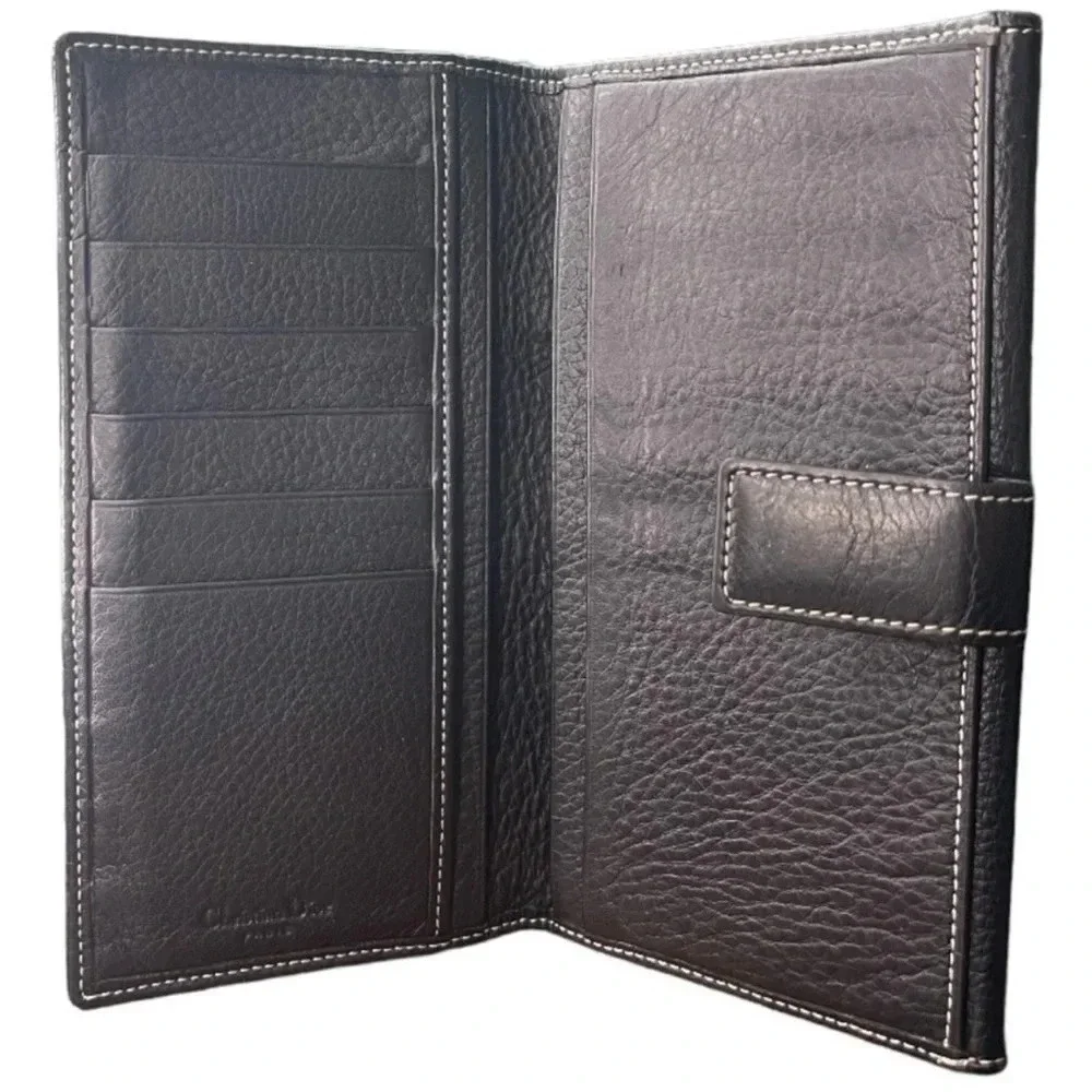 🖤Christian Dior🖤 | 2001 Black Pebbled Leather Trifold Long Wallet